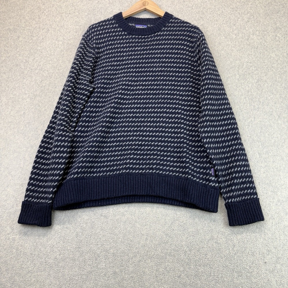 Patagonia Recycled Wool Blend Sweater Men's M Classic Navy Birdseye 50655